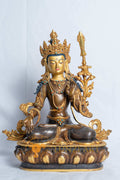 White Manjushri | Copper with 24k Half Gold Plating - statues