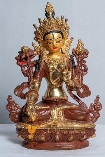 White Tara Statue |  Copper with Mercury Gold Plating - S-B-AS-MG-CG-WT-0024