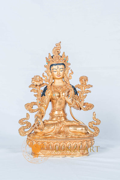 White Tara Statue | Fully Gold-Plated Copper Handmade Art - S-B-RM-FG-CG-WT-0090