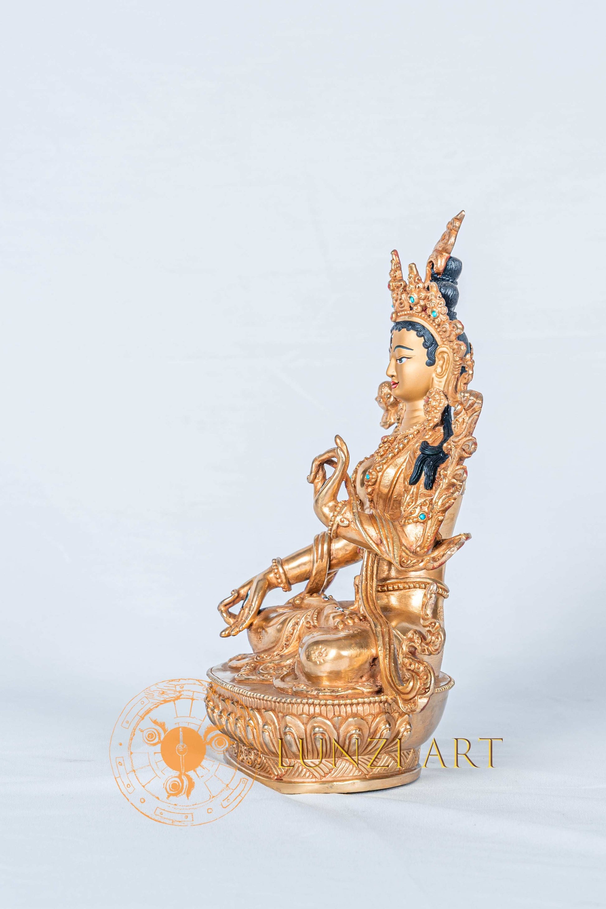 White Tara Statue | Fully Gold-Plated Copper Handmade Art - S-B-RM-FG-CG-WT-0090
