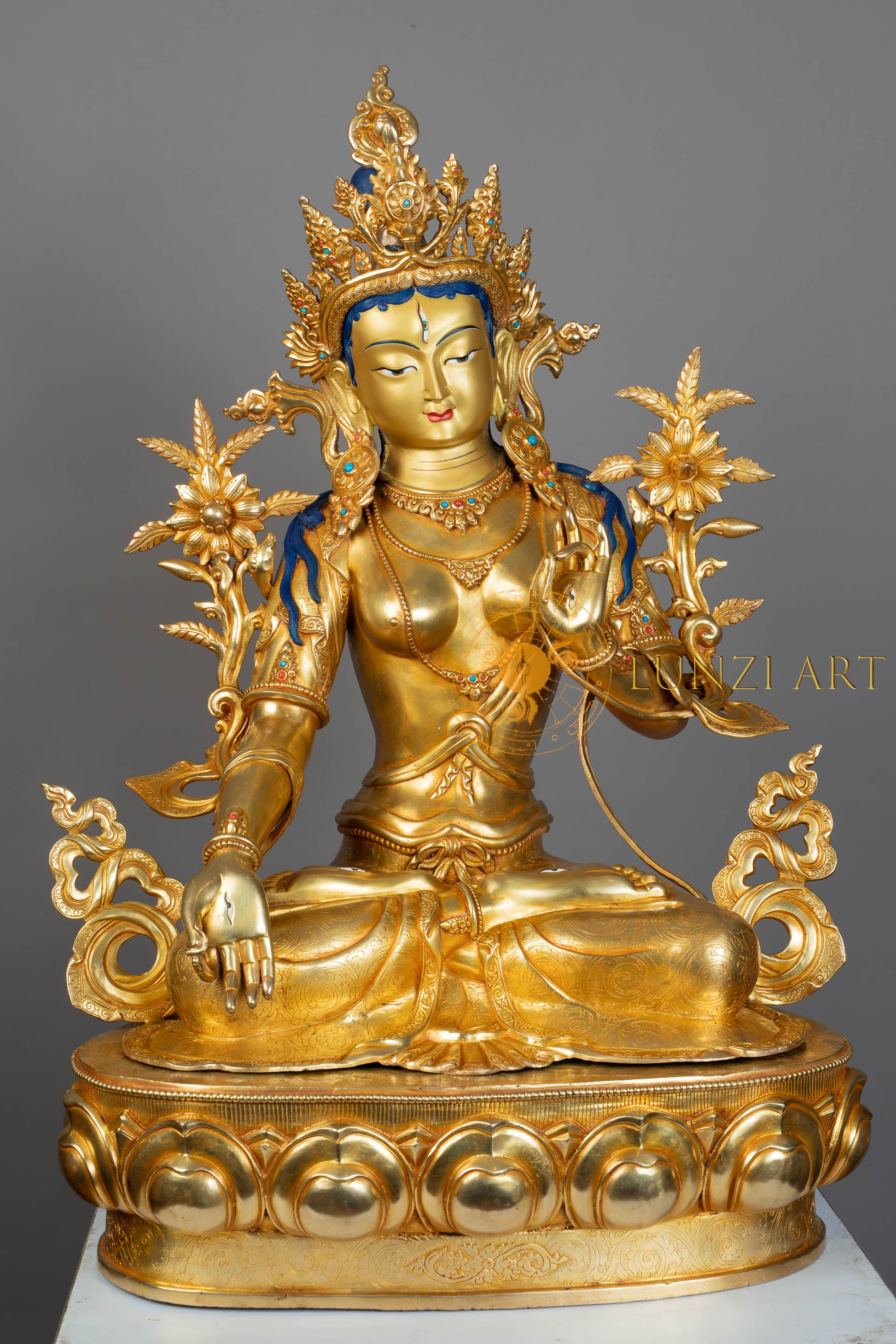 White Tara Statue | Fully Gold-Plated Copper - S-P-SS-FG-C-WT-00193