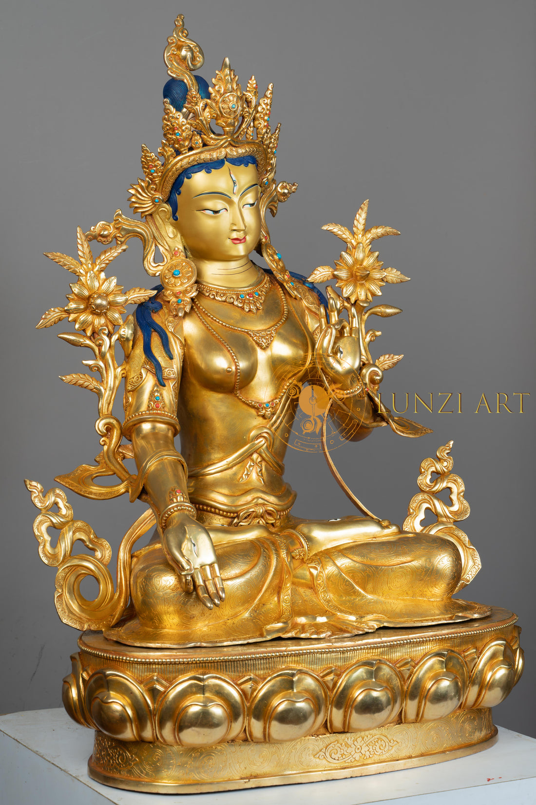 White Tara Statue | Fully Gold-Plated Copper - S-P-SS-FG-C-WT-00193