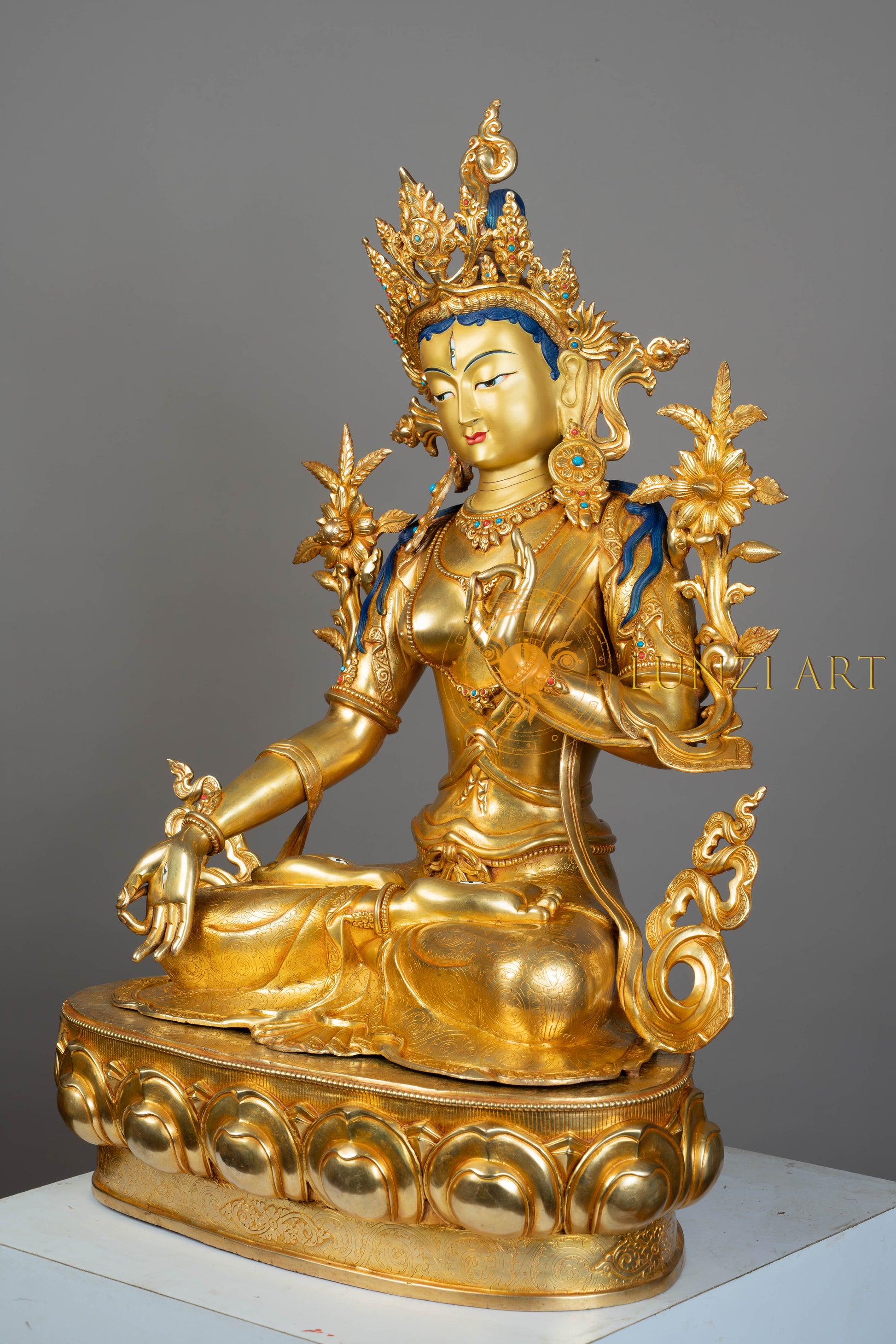 White Tara Statue | Fully Gold-Plated Copper - S-P-SS-FG-C-WT-00193
