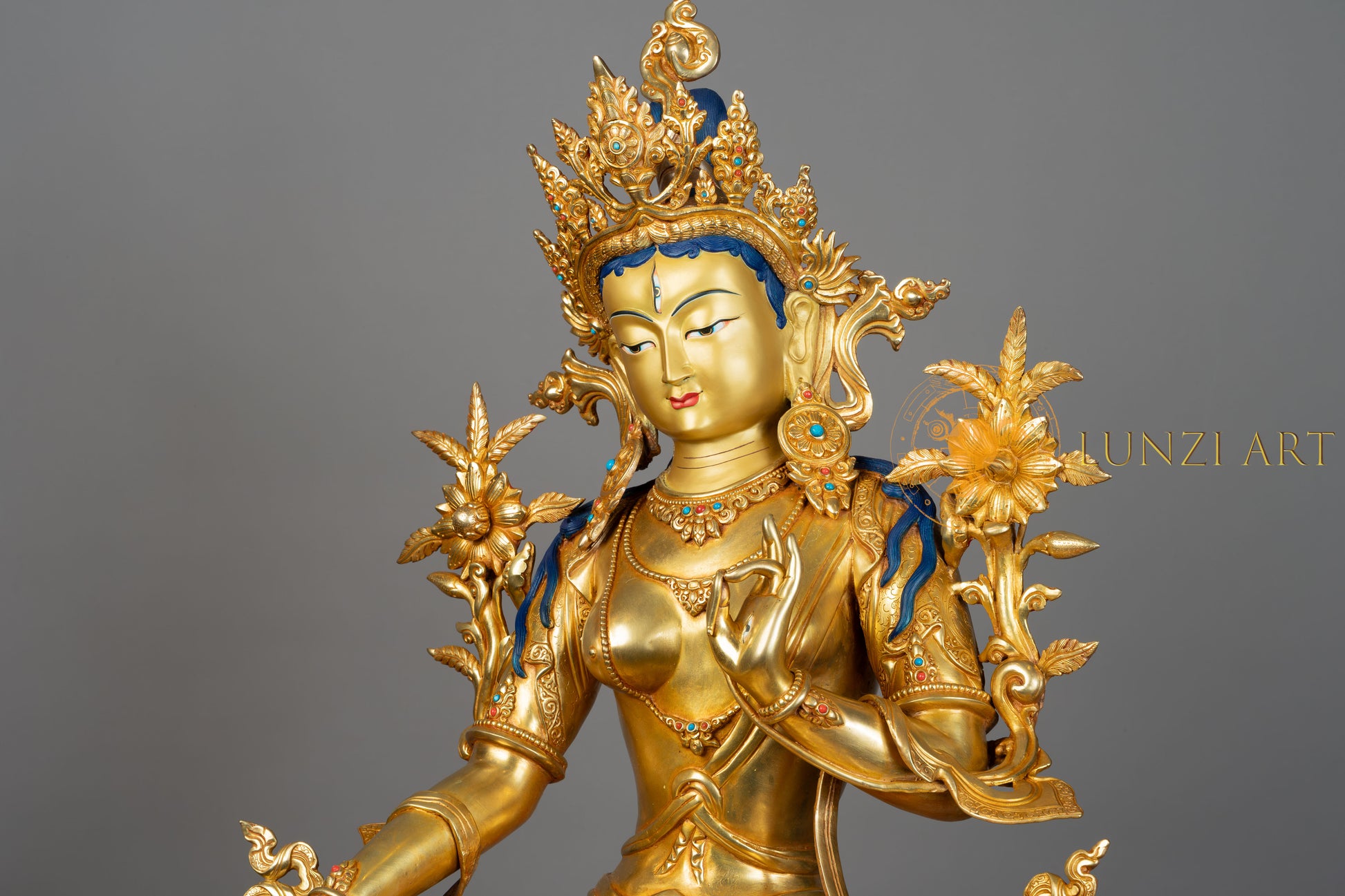 White Tara Statue | Fully Gold-Plated Copper - S-P-SS-FG-C-WT-00193