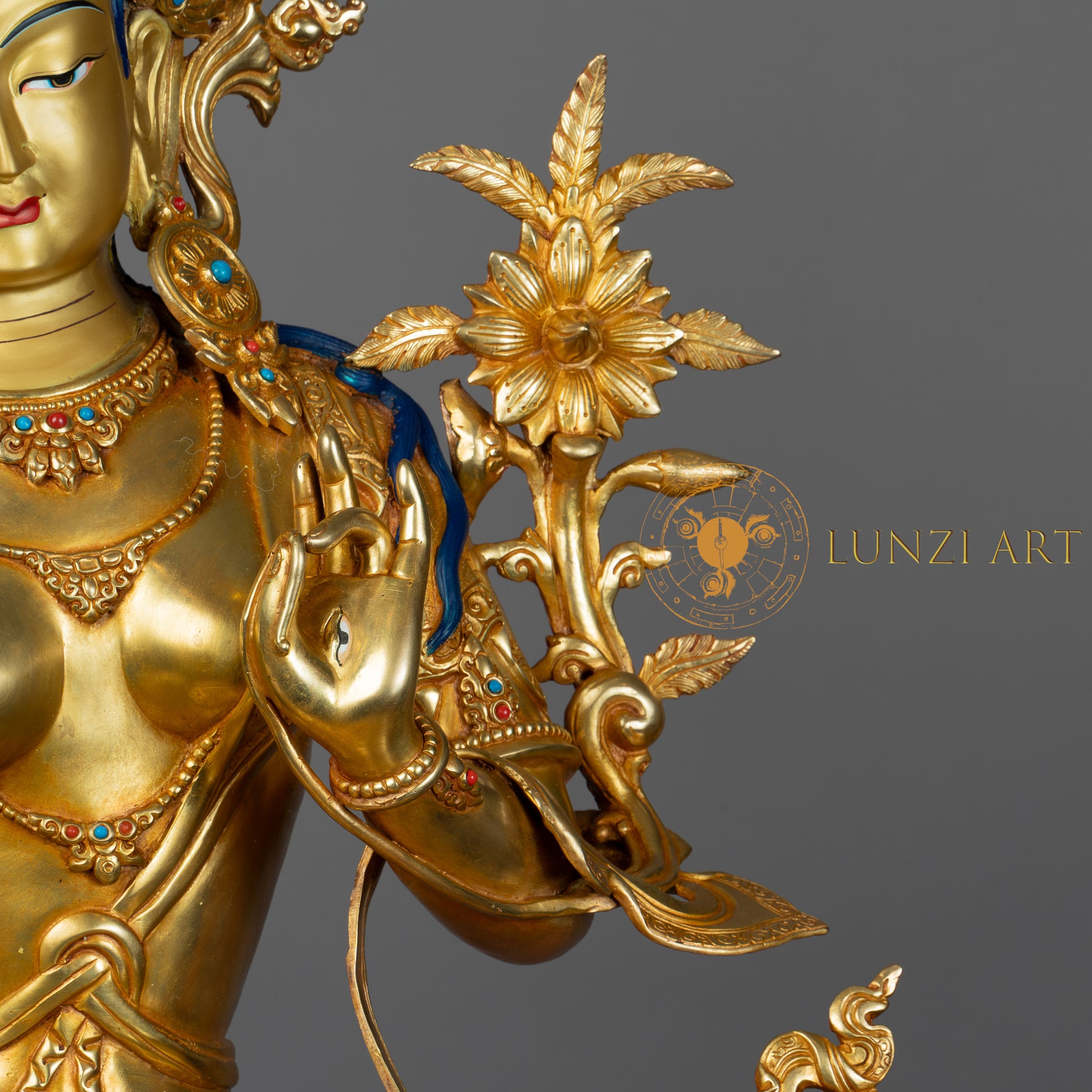 White Tara Statue | Fully Gold-Plated Copper - S-P-SS-FG-C-WT-00193