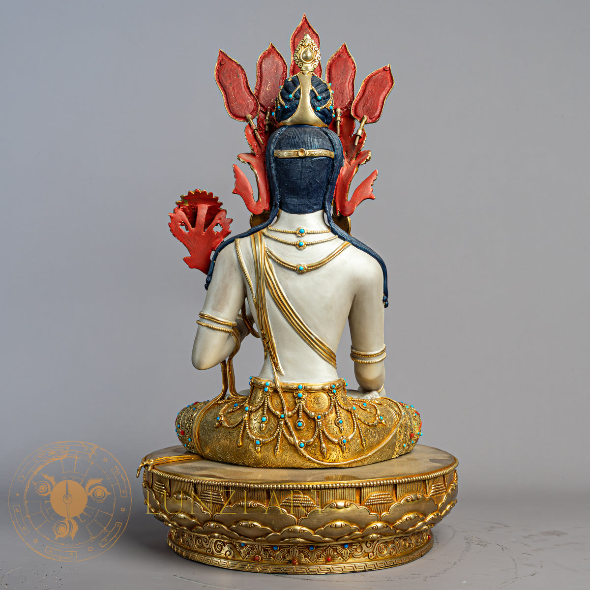 White Tara Statue | Gold-Plated Copper with Silver Dust - S-P-R-CG-FG-WT-00235