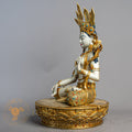 White Tara Statue | Gold-Plated Copper with Silver Dust - S-P-R-CG-FG-WT-00235