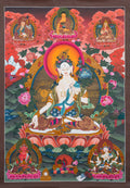 White Tara Thangka: Hand-Painted 24K Gold Buddhist Art - T-S-BT-BB-AU-WT-0024