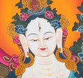 White Tara Thangka: Hand-Painted 24K Gold Buddhist Art - T-S-BT-BB-AU-WT-0024