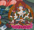 White Tara Thangka: Hand-Painted 24K Gold Buddhist Art - T-S-BT-BB-AU-WT-0024