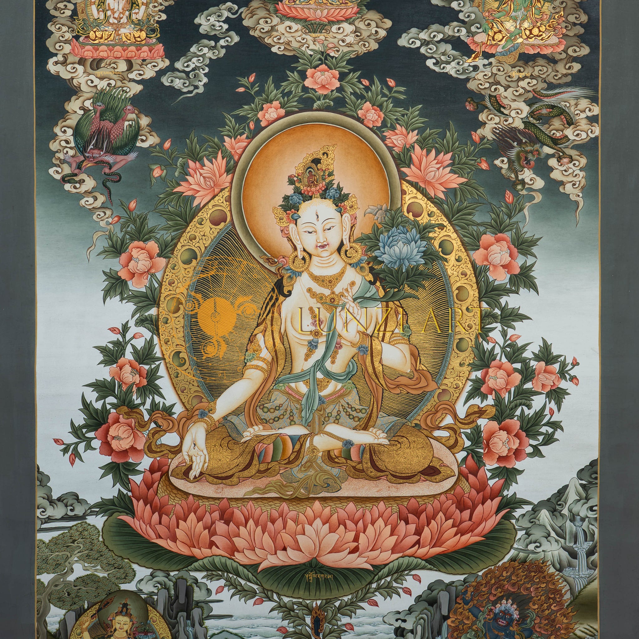 White Tara Thangka: The Divine Mother of Longevity - Thangka