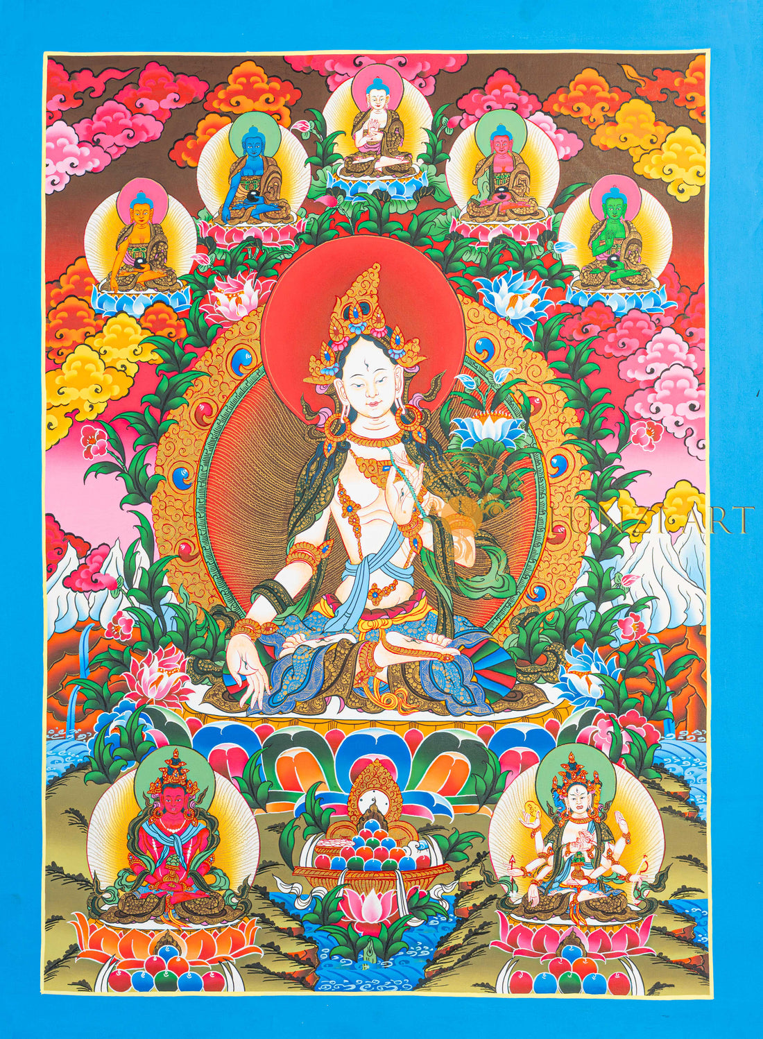 White Tara Thangka: The Golden Radiance of Longevity and Purity - T-N-ET-BB-AU-WT-0100