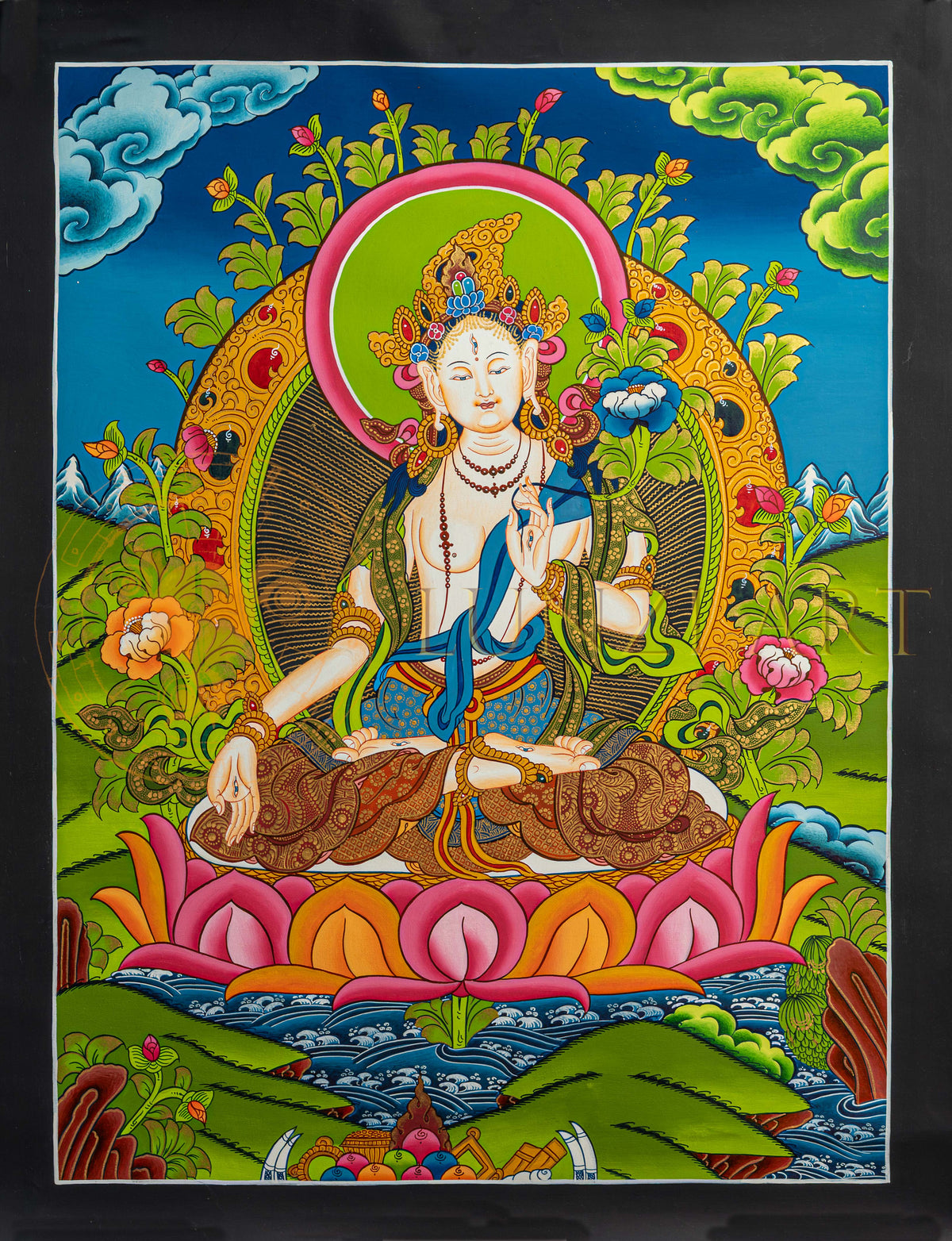 White Tara Thangka: The Mother of Compassion and Longevity - T-S-BT-BB-WT-0192