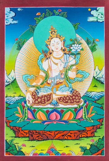White Tara Thangka: The Mother of Liberation and Longevity - T-B-HT-BB-WT-0066