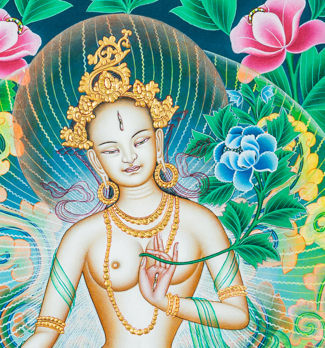 White Tara Thangka: The Radiant Mother of Compassion - T-B-HT-BB-WT-0090