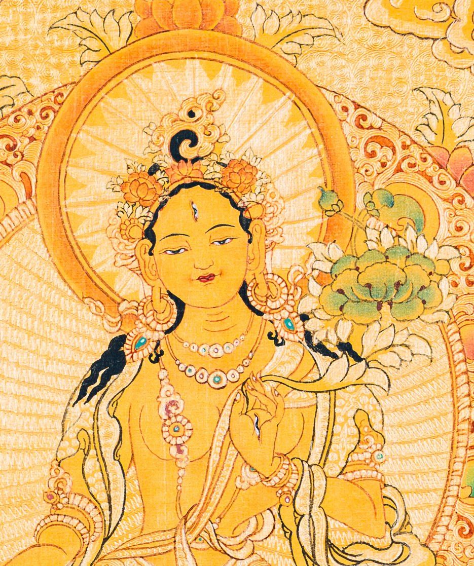 White Tara Thangka: The Radiant Mother of Longevity - T-B-HT-RB-WT-0078