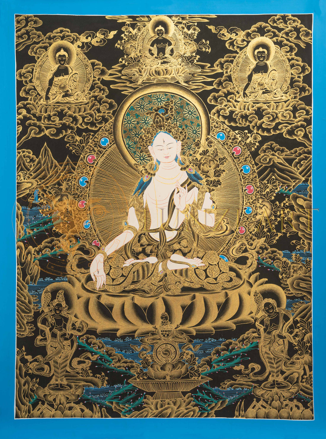White tara Thangka: The Mother of Compassion and Longevity - T-S-BT-BB-WT-0158