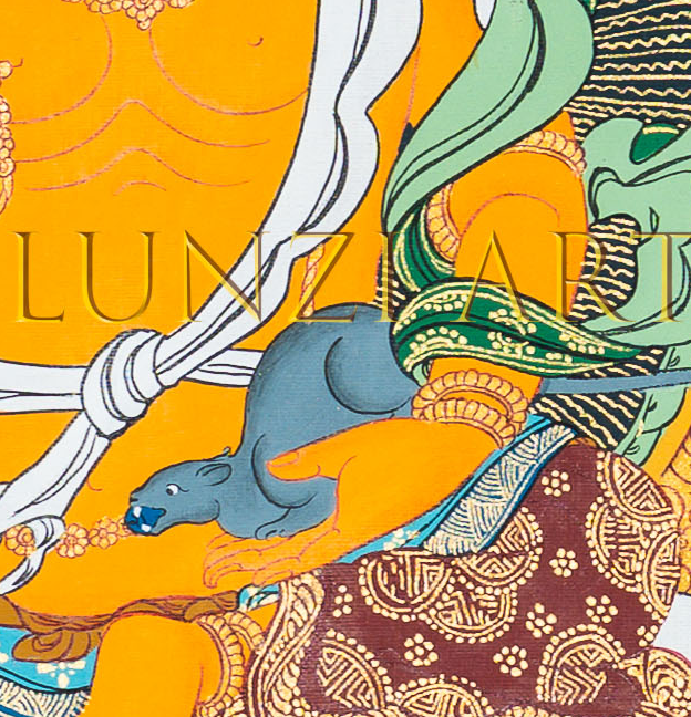 Yellow Jambhala Thangka: The Radiant Lord of Wealth and Abundance - T-B-HT-BB-Z-0057
