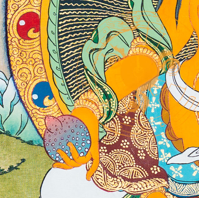 Yellow Jambhala Thangka: The Radiant Lord of Wealth and Abundance - T-B-HT-BB-Z-0057