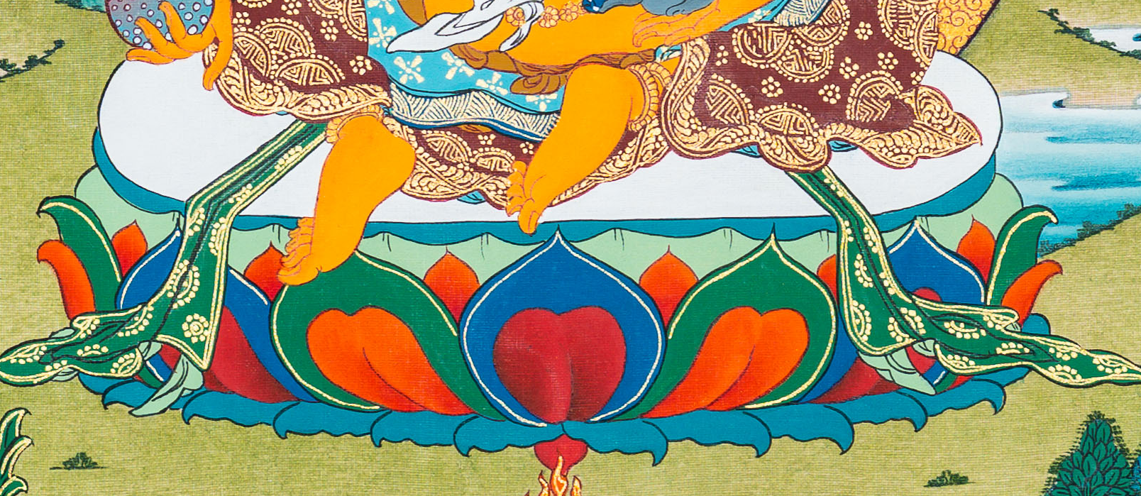 Yellow Jambhala Thangka: The Radiant Lord of Wealth and Abundance - T-B-HT-BB-Z-0057