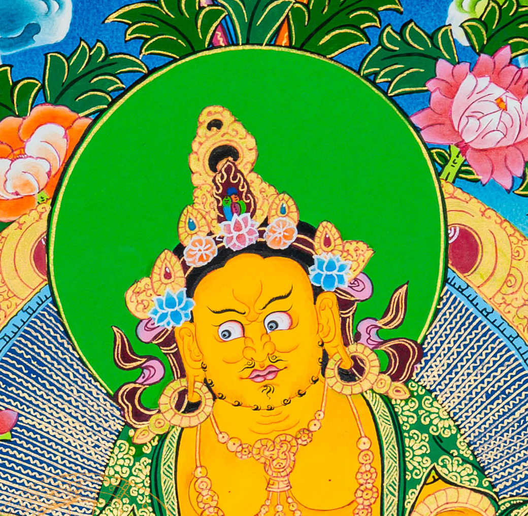 Yellow Jambhala Thangka: The Sovereign of Spiritual and Material Wealth - T-B-HT-RB-Z-0067