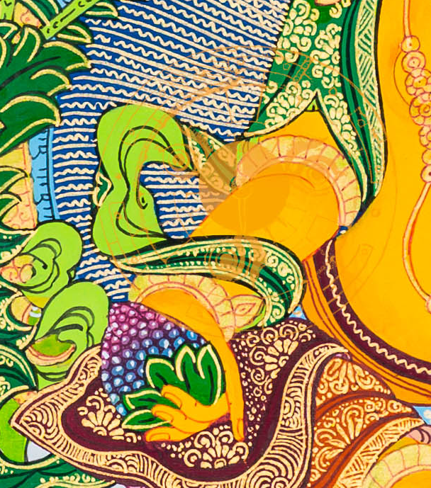 Yellow Jambhala Thangka: The Sovereign of Spiritual and Material Wealth - T-B-HT-RB-Z-0067