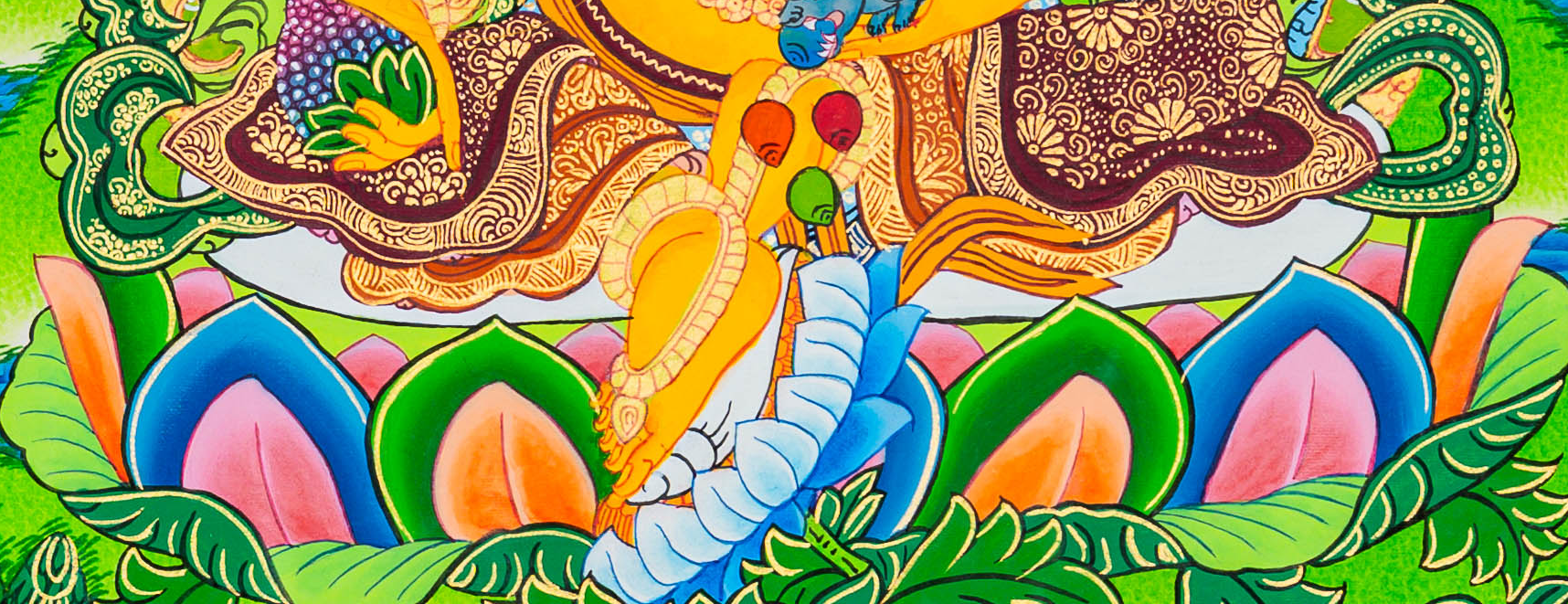 Yellow Jambhala Thangka: The Sovereign of Spiritual and Material Wealth - T-B-HT-RB-Z-0067