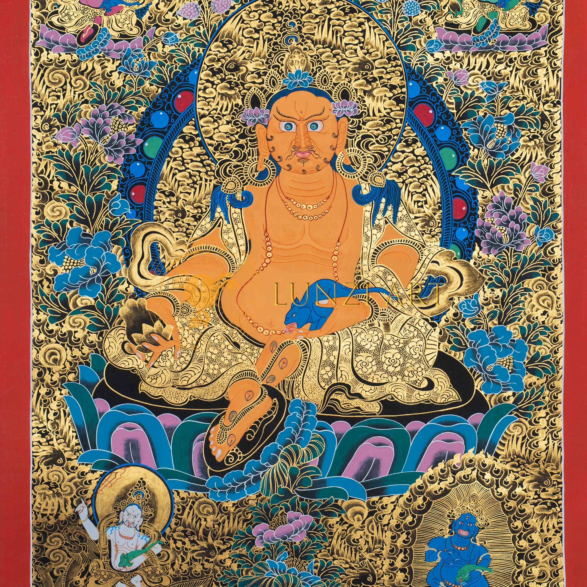 Yellow Jambhala Thangka - Thangka