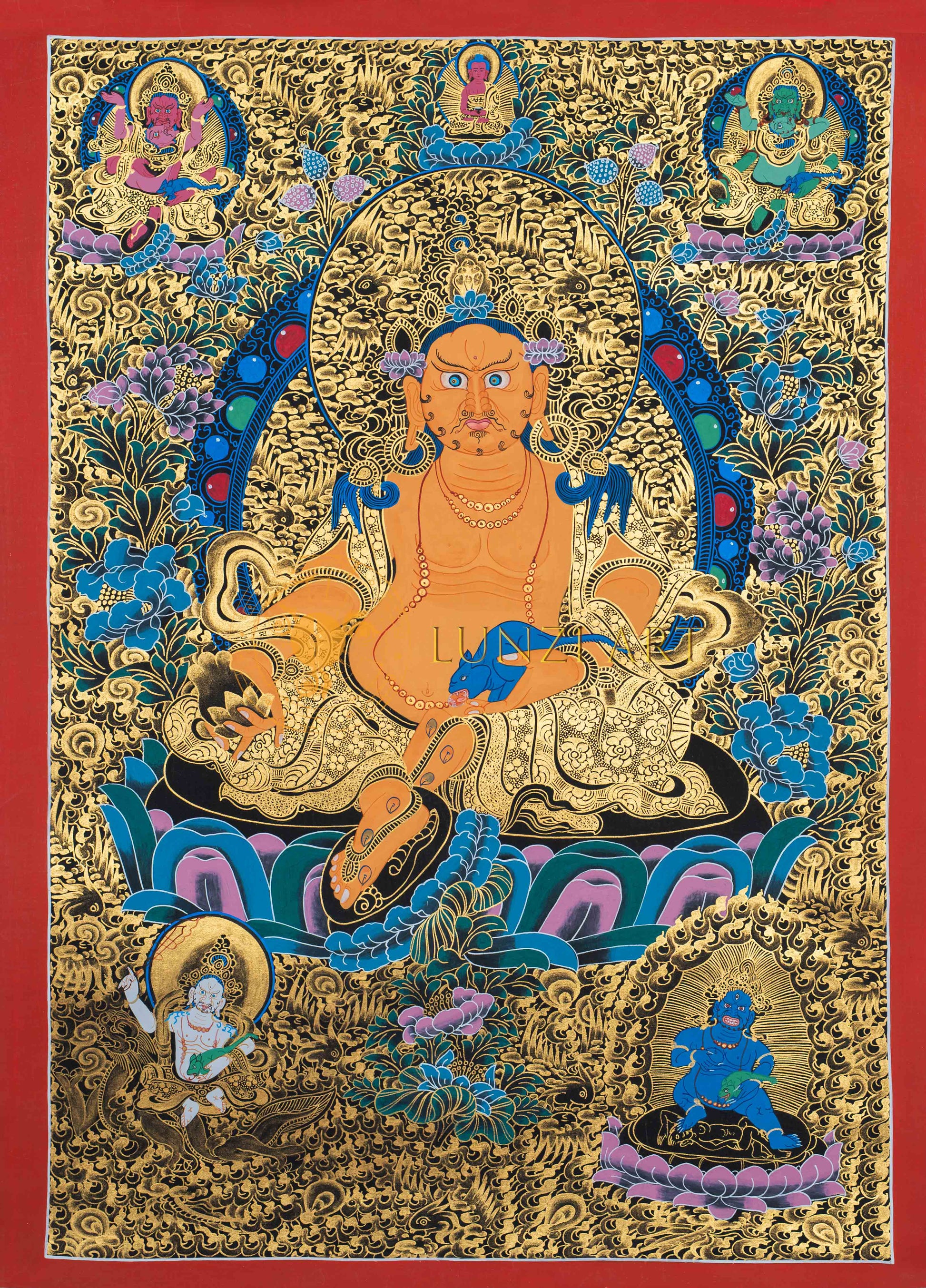 Yellow Jambhala Thangka - Thangka