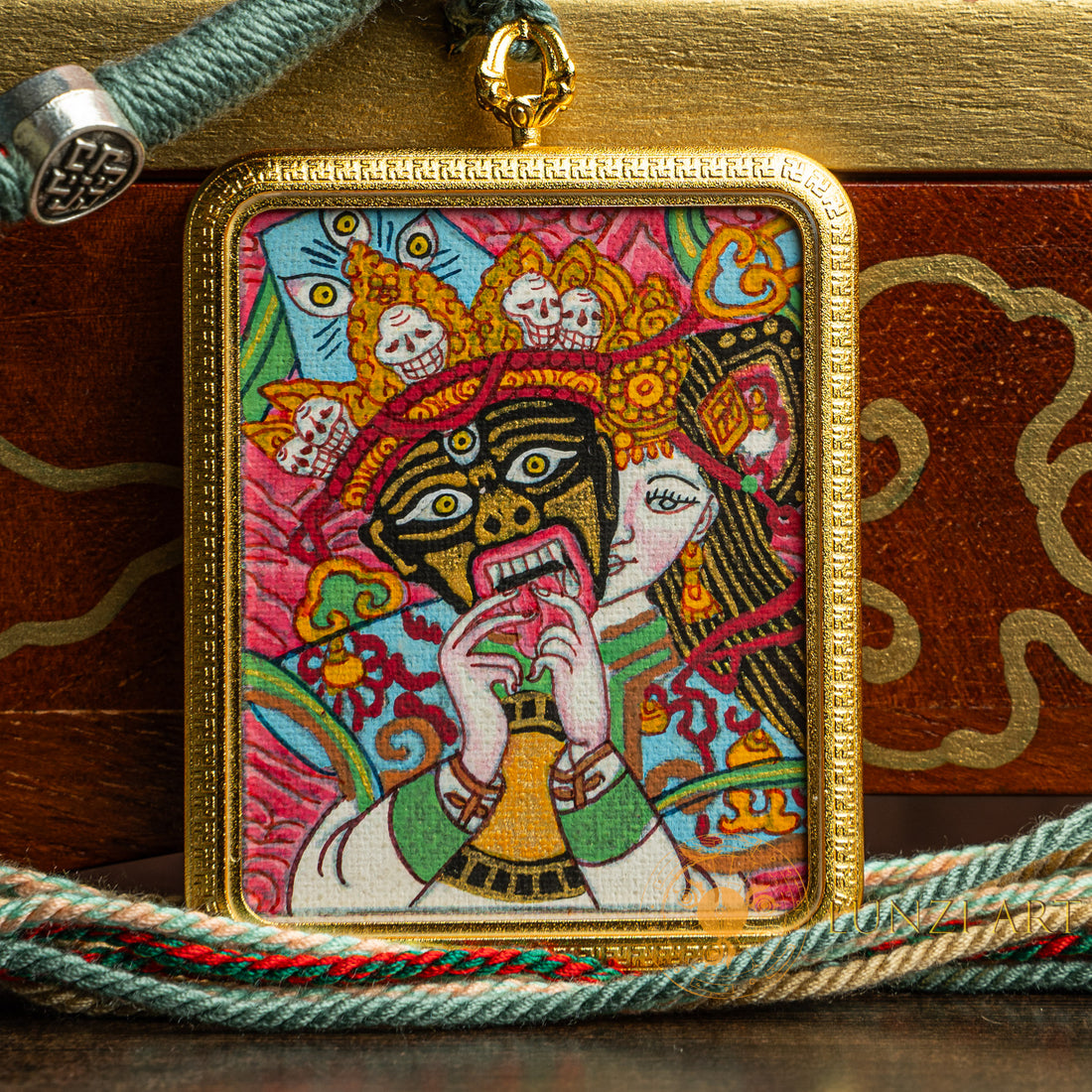 Zachi Lhamo Hand-Painted Thangka Locket | Goddess of Fortune - L-ZL-58