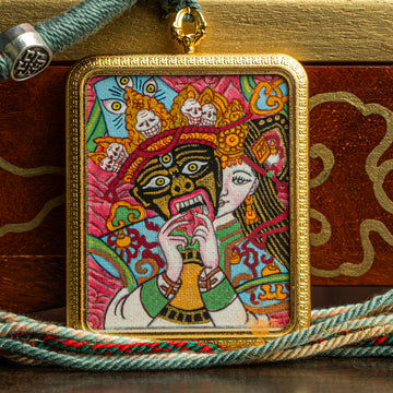 Zachi Lhamo Hand-Painted Thangka Locket | Goddess of Fortune - L-ZL-58
