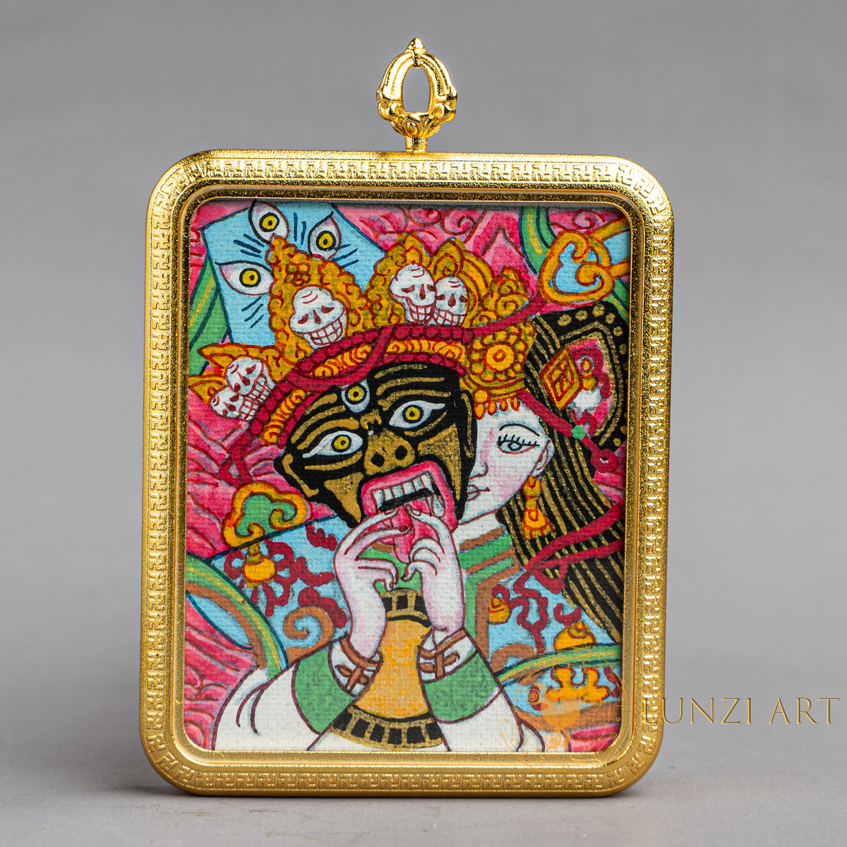 Zachi Lhamo Hand-Painted Thangka Locket | Goddess of Fortune - L-ZL-58