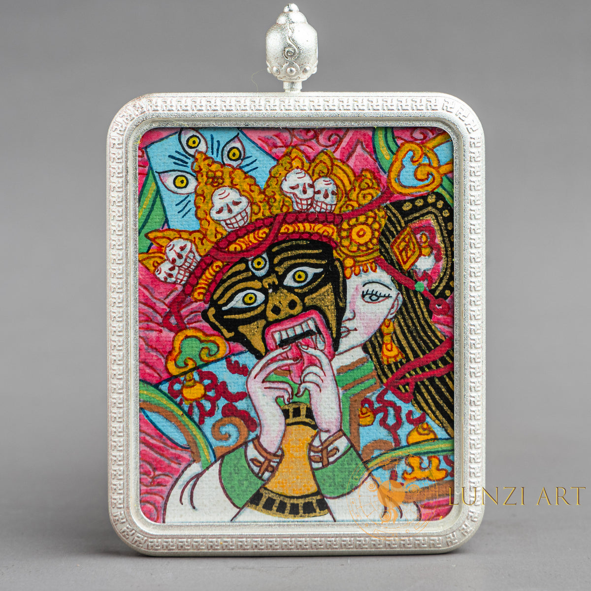 Zachi Lhamo Hand-Painted Thangka Locket | Goddess of Fortune - L-ZL-58