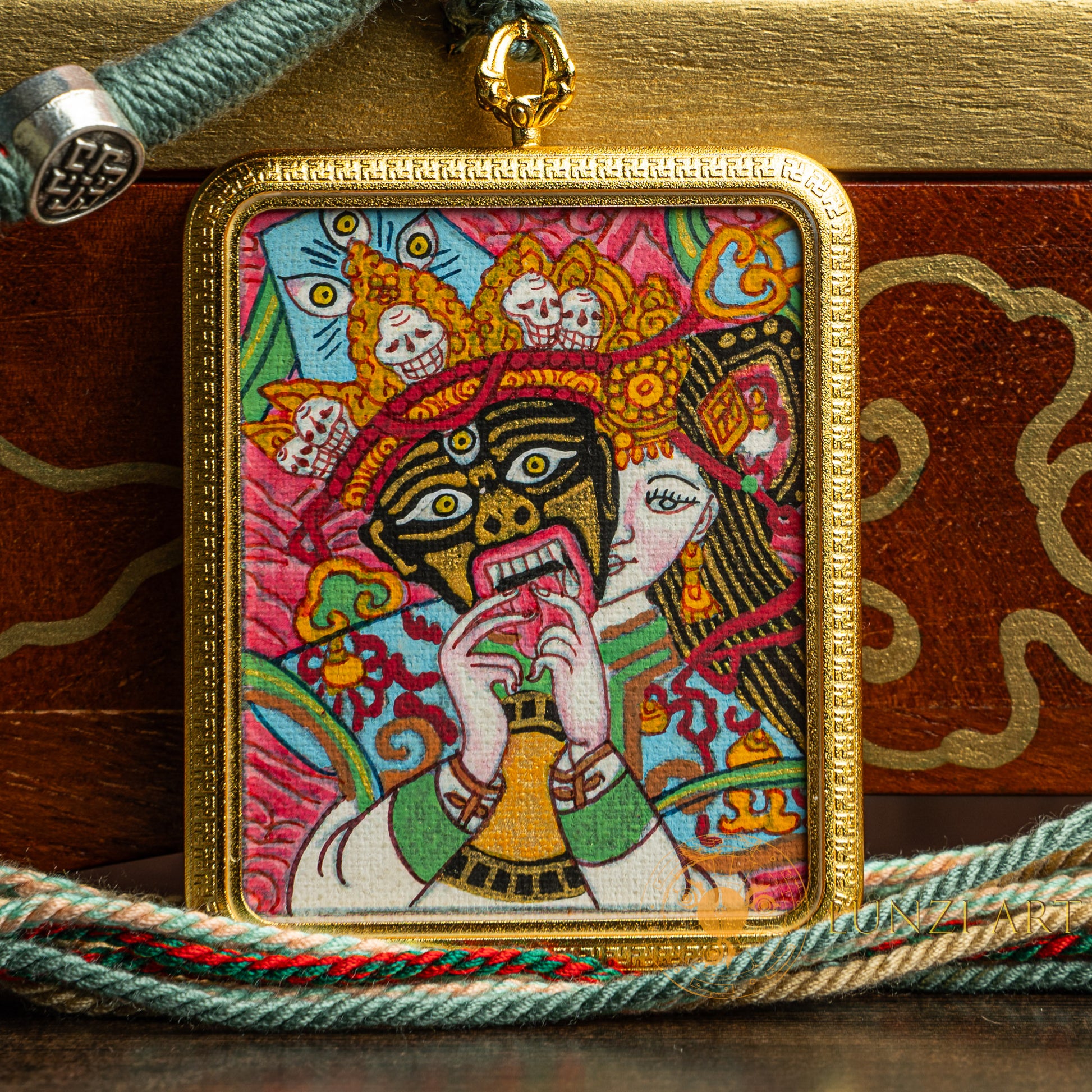 Zachi Lhamo Hand-Painted Thangka Locket | Goddess of Fortune - L-ZL-58-L-ZL-58-L-ZL-58