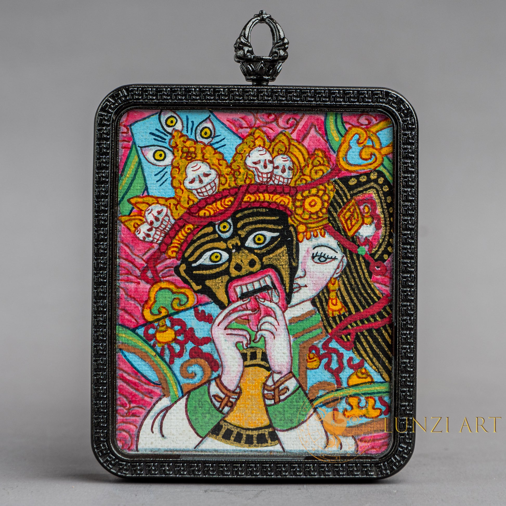 Zachi Lhamo Hand-Painted Thangka Locket | Goddess of Fortune - L-ZL-58-L-ZL-58-L-ZL-58