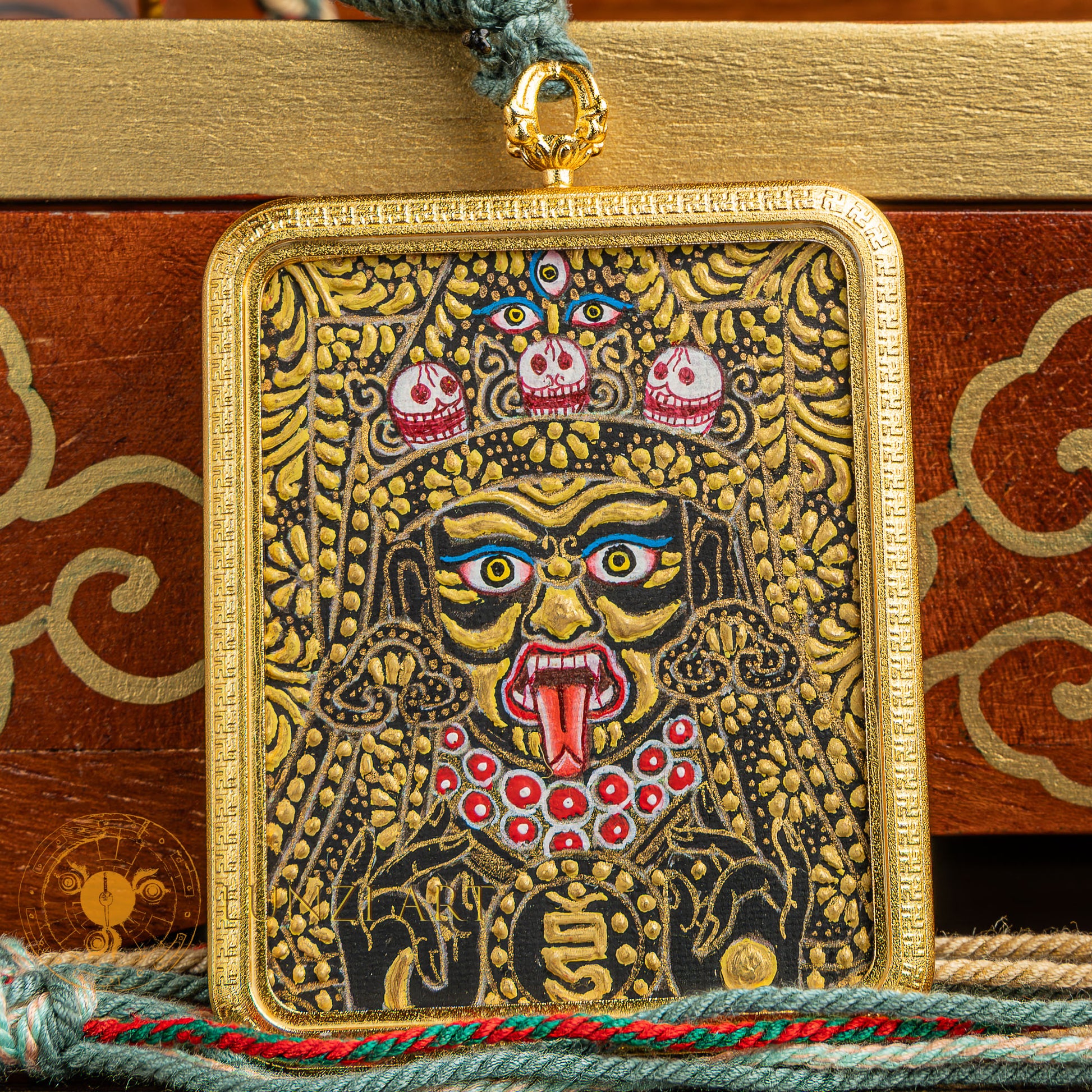 Zachyi Lhamo Ghau Thangka Locket: Fierce Wisdom Protector - L-ZL-0007