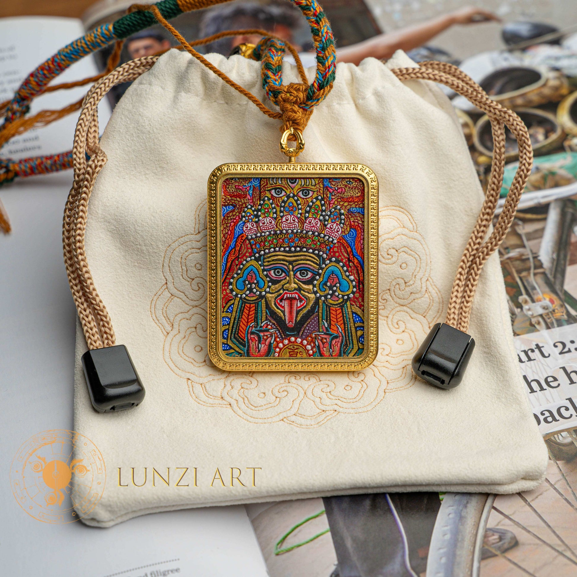 Zachyi Lhamo Ghau Thangka Locket: The Fierce Wisdom Queen - Thangka