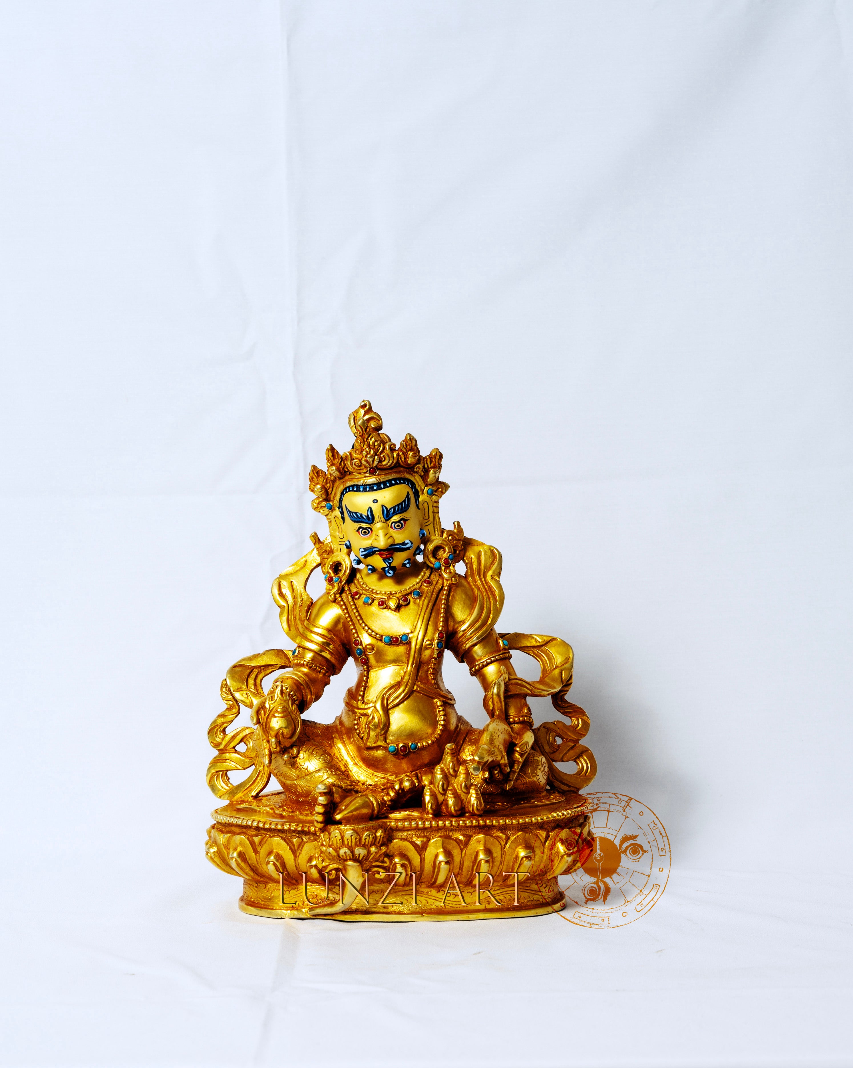Zambala (Jambhala)Statue: 24k Gold-Plated Copper