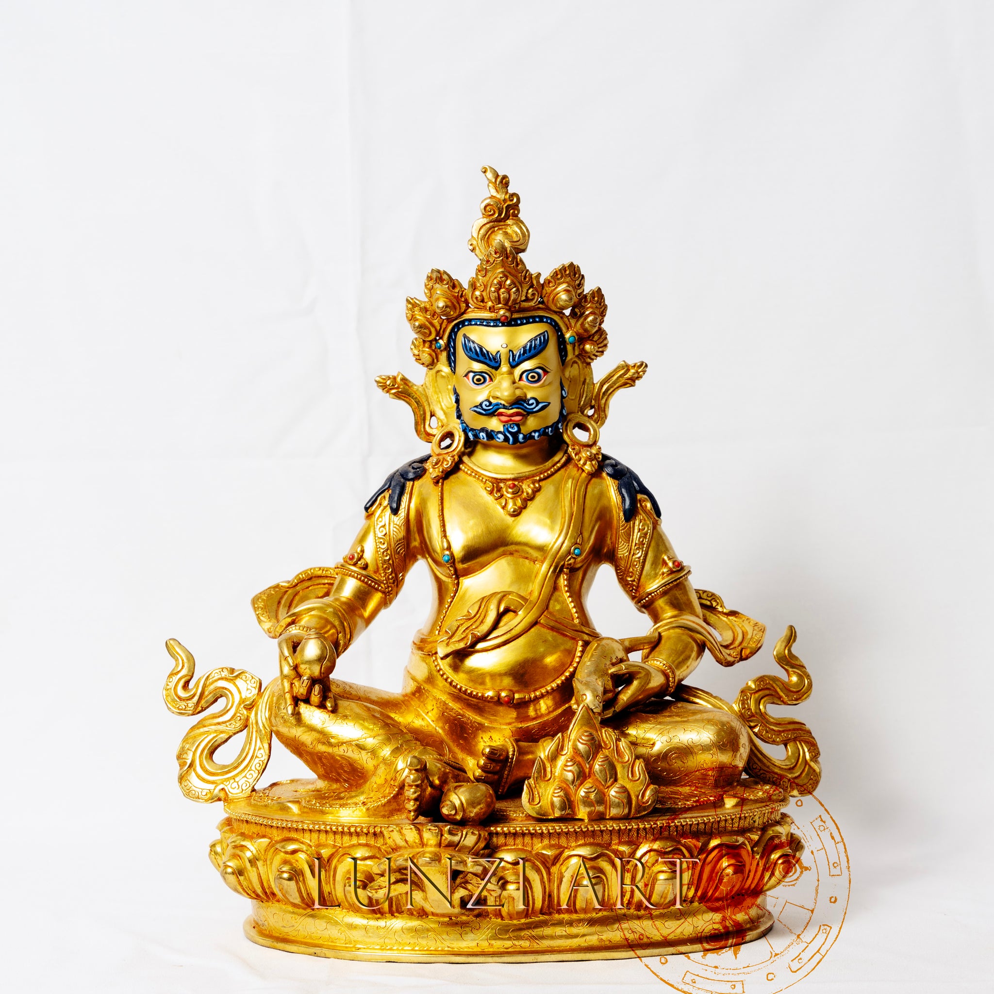 Zambala (Jambhala) Statue | Pure Copper Gilded, 24k Gold Plated - statues