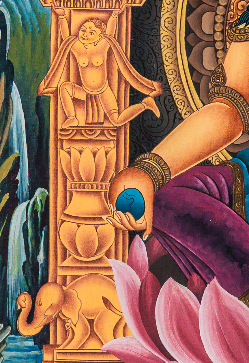Zambhala Thangka: The Benevolent Guardian of Spiritual Wealth - T-B-HT-BB-Z-0089