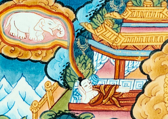 24K Gold Life of Buddha Thangka - T-B-HT-BB-AU-BL-0016