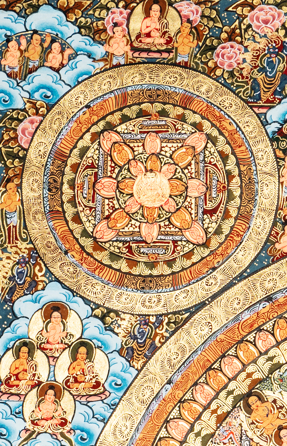 Handmade Traditional Mandala Thangka of Divine Harmony - T-PS-SS-BB-TM-0015