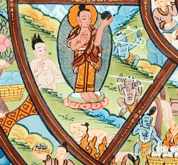 24K Gold Hand-drawn Wheel of life Thangka - T-B-HT-RB-AU-WOL-0017