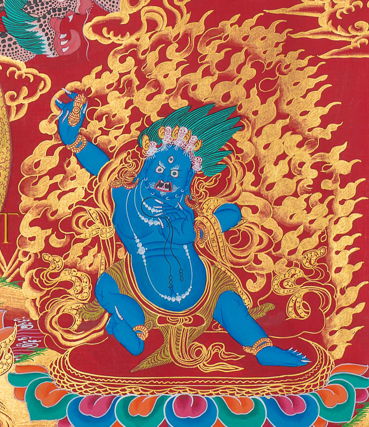 Hand-Painted Three Deities Thangka - T-S-BT-RB-TD-0104