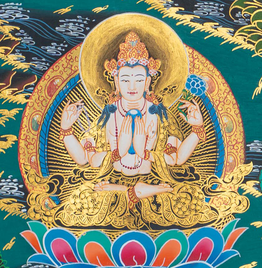 Hand-Painted Manjushree Thangka - T-S-BT-RB-M-0106