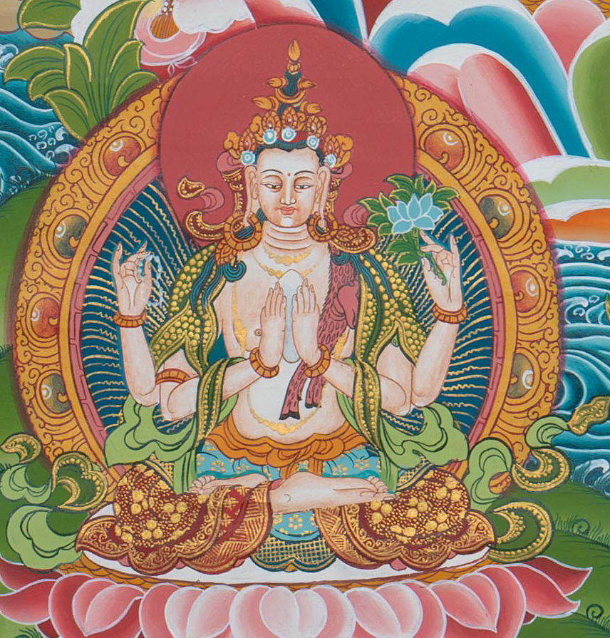Hand-Painted Manjushree Thangka - T-S-BT-BB-AU-M-0108