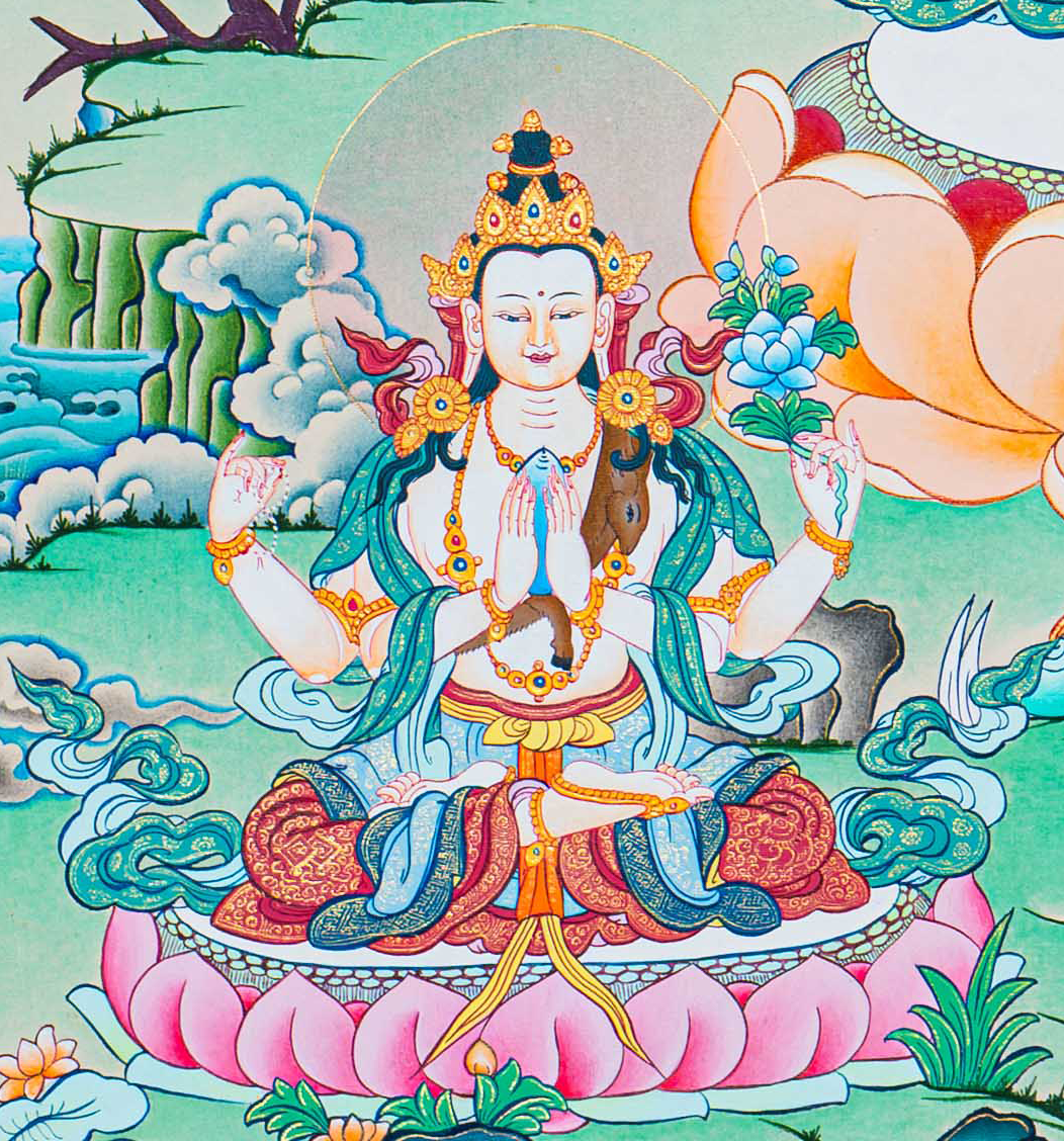 Hand-Painted Manjushree Thangka - T-S-BT-RB-AU-SM-0083