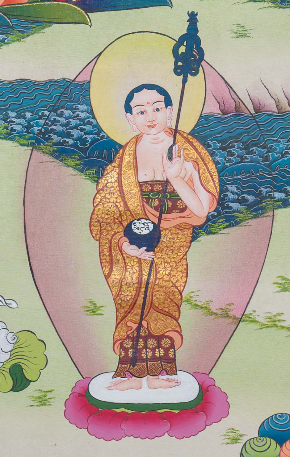 Hand-Painted Shakyamuni Buddha Thangka - T-S-BT-BB-AU-SB-0091