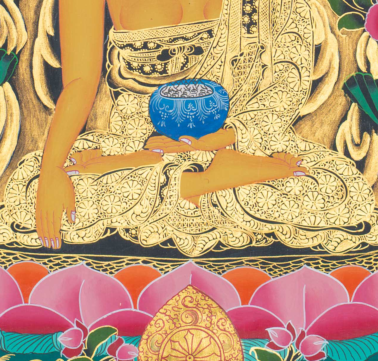 Hand-Painted Shakyamuni Buddha Thangka - T-S-BT-RB-MB-0103