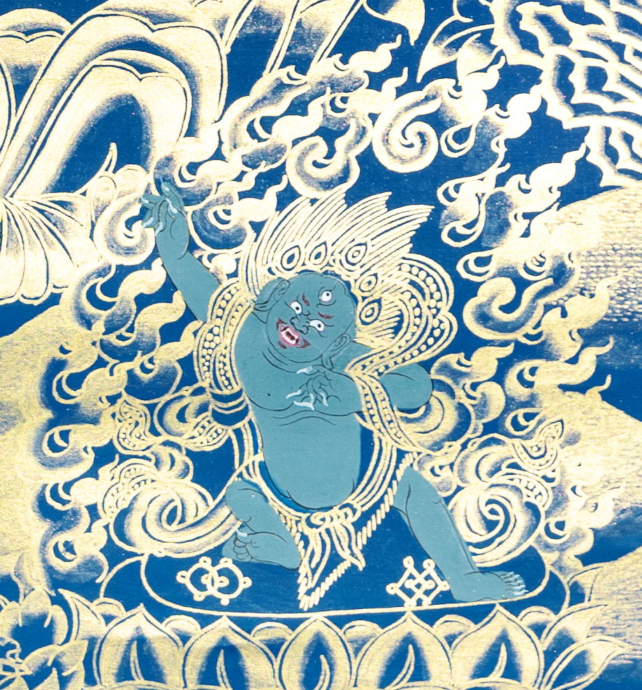 Handmade Manjushri Thangka: Blade of Transcendent Wisdom - T-PS-SS-RB-M-0009